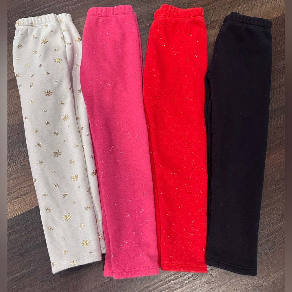 4pr bundle fleece, cozy leggings - Okie Dokie 4T